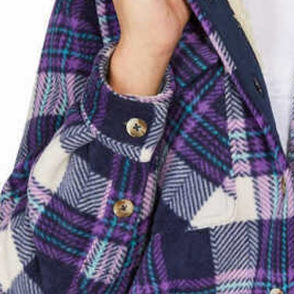 Soho Threads Ladies' Plush Shirt Jacket Top BLUE - Picture 5 of 9